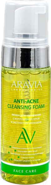 Изображение товара Пенка для умывания Aravia Laboratories Anti-Acne с коллоидной серой и экстрактом женьшеня (150мл)