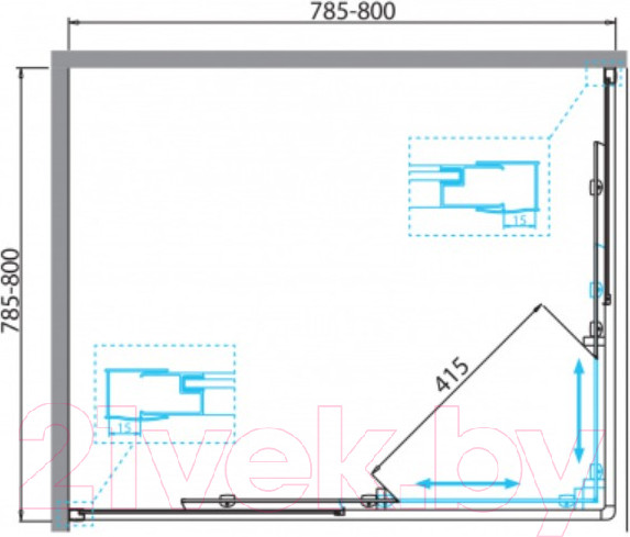 Изображение товара Душевой уголок BelBagno DUE-A-2-80-C-Cr