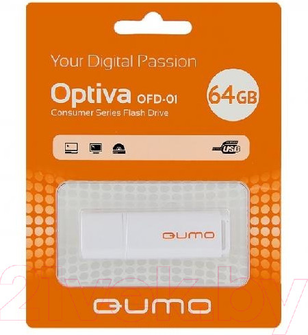 Изображение товара USB flash накопитель Qumo Optiva 01 64GB 2.0 White / QM64GUD-OP1
