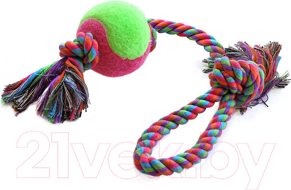 Изображение товара Игрушка для собак Triol Веревка с петлей, 2 узла и мяч / 12111030