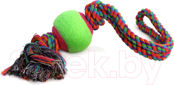 Изображение товара Игрушка для собак Triol Веревка с петлей, 2 узла и мяч / 12111029