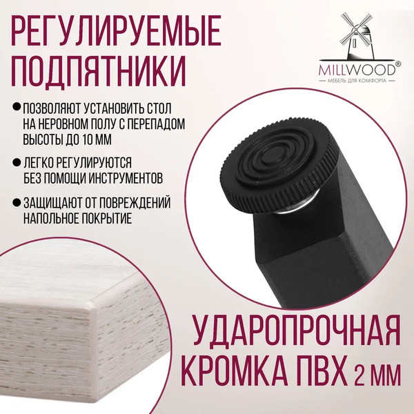 Изображение товара Обеденный стол Millwood Лофт Прага Л 130x80x75 (дуб белый Craft/металл черный)
