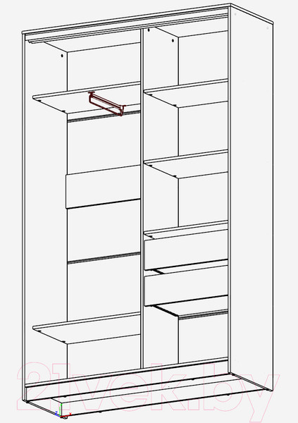 Изображение товара Шкаф-купе Рэйгрупп 138450 YYX Elgon РГ-11.02 (ясень снежный/хром)
