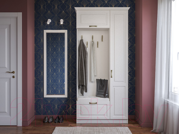 Изображение товара Секция в прихожую Mobi Ливерпуль 13.21 (белый/ясень ваниль НМ-1012-100 ПВХ)