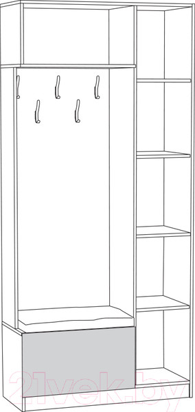 Изображение товара Секция в прихожую Mobi Ливерпуль 13.21 (белый/ясень ваниль НМ-1012-100 ПВХ)