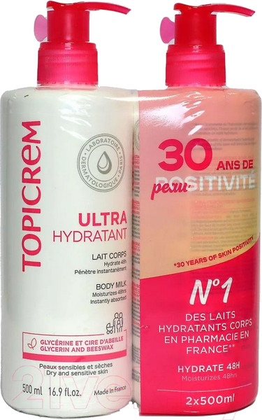Молочко для тела Topicrem Молочко ультра-увлажняющее (2x500мл)
