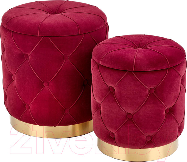 Изображение товара Комплект мягкой мебели Halmar Polly / V-CH-Polly-Pufa-Bordowy (бордовый/золото)