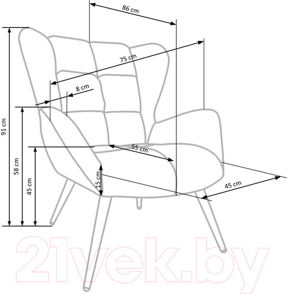 Изображение товара Кресло мягкое Halmar Tyrion (бордовый/черный)