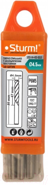 Изображение товара Набор сверл Sturm! 1055-04-4S5-SS10