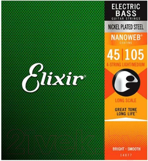 Изображение товара Струны для бас-гитары Elixir Strings 14087 45-105 4-Strings