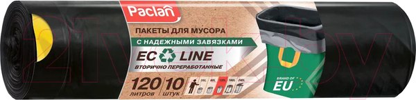 Изображение товара Пакеты для мусора Paclan Eco Line с тесьмой 120л (10шт)