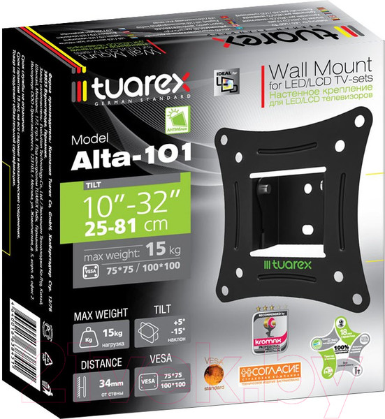Изображение товара Кронштейн для телевизора Tuarex Alta-101 (черный)