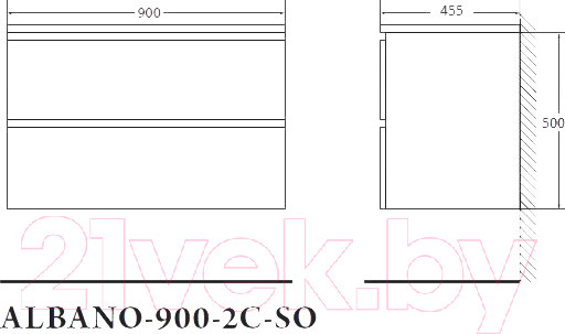 Изображение товара Тумба под умывальник BelBagno Albano-900-2C-SO-RVB