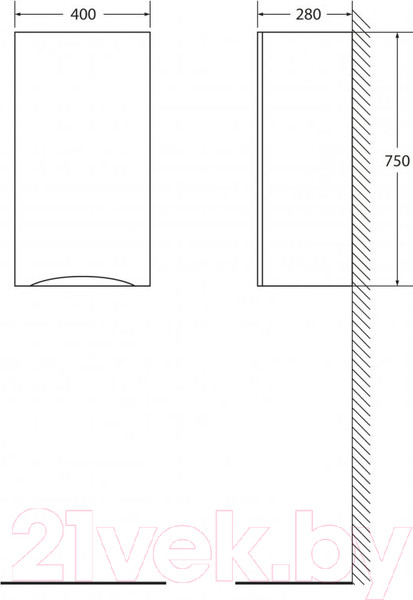 Изображение товара Шкаф-полупенал для ванной BelBagno Fly-Marino-750-1A-SC-BL-P-R