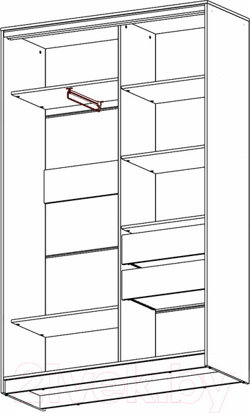 Изображение товара Шкаф-купе Рэйгрупп 158450 VVX Elgon РГ-10.03 (венге/хром)