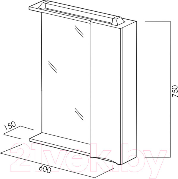 Изображение товара Шкаф с зеркалом для ванной BelBagno Marino-SPC-600/750-1A-BL-P-L