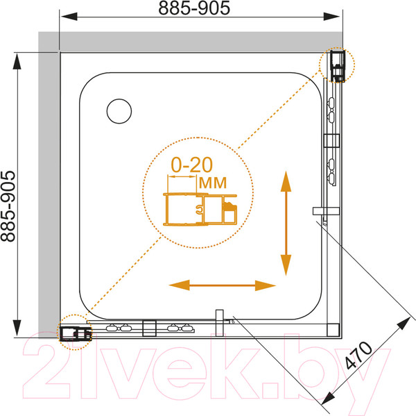 Изображение товара Душевой уголок Cezares MOMENTO-A-2-90-C-Cr
