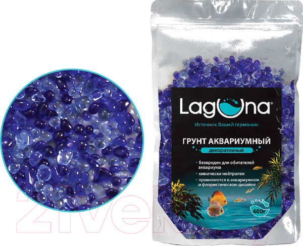 Изображение товара Грунт для аквариума Laguna Акриловый 016AB / 73904018 (400г, синий/голубой)