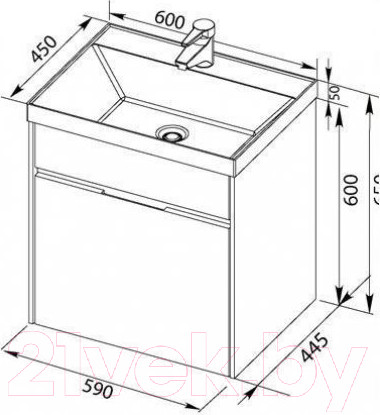 Изображение товара Тумба под умывальник Aquanet Латина 60 / 179934 (с 2 ящиками)