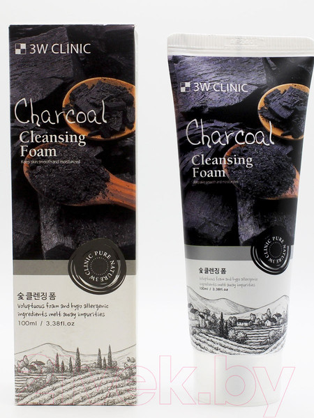 Изображение товара Пенка для умывания 3W Clinic Натуральная Charcoal Cleansing Foam (100мл)