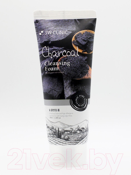 Изображение товара Пенка для умывания 3W Clinic Натуральная Charcoal Cleansing Foam (100мл)