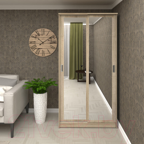 Изображение товара Шкаф-купе Кортекс-мебель Лагуна ШК01-02 (дуб сонома)