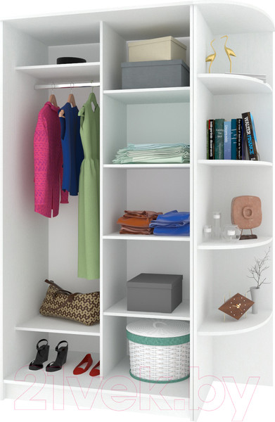 Изображение товара Шкаф-купе Кортекс-мебель Лагуна ШК04-02 (белый, правая консоль)