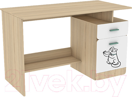 Изображение товара Письменный стол Аквилон Кот №17 (туя светлая/белый)
