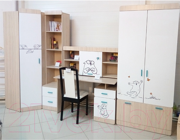 Изображение товара Письменный стол Аквилон Кот №17 (туя светлая/белый)