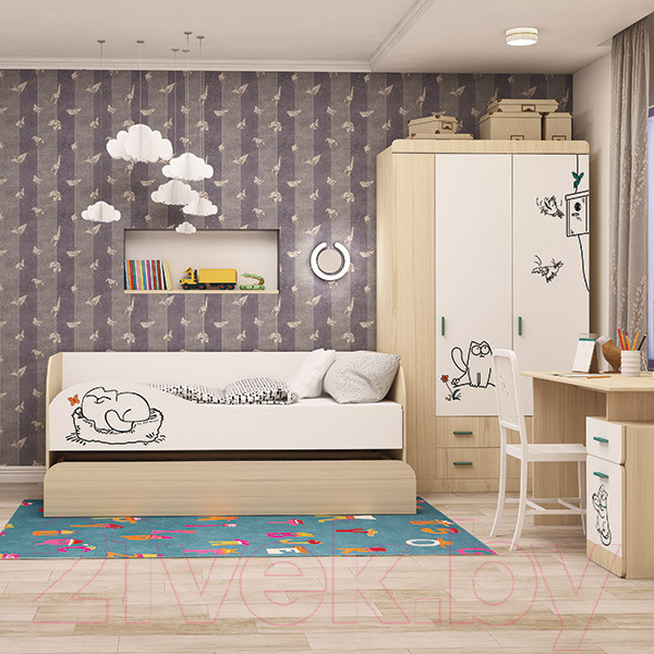 Изображение товара Письменный стол Аквилон Кот №17 (туя светлая/белый)