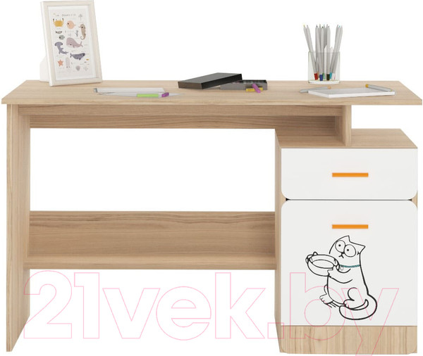 Изображение товара Письменный стол Аквилон Кот №17 (туя светлая/белый)