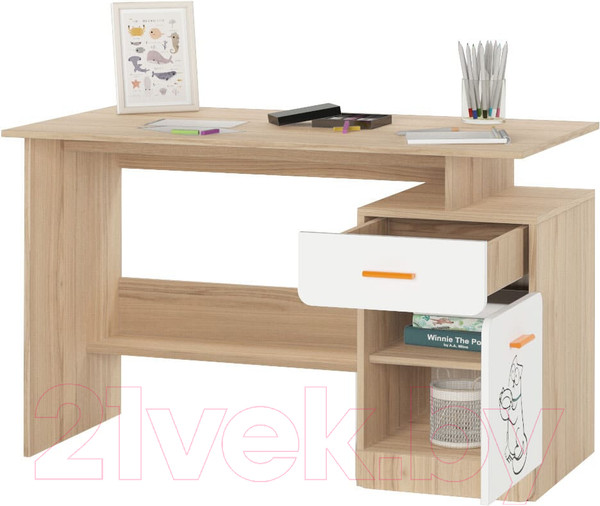 Изображение товара Письменный стол Аквилон Кот №17 (туя светлая/белый)
