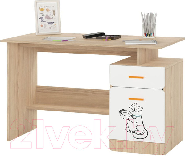 Изображение товара Письменный стол Аквилон Кот №17 (туя светлая/белый)