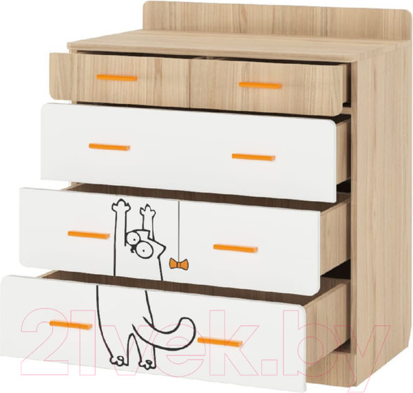 Изображение товара Комод Аквилон Кот №9.1 (туя светлая/белый)