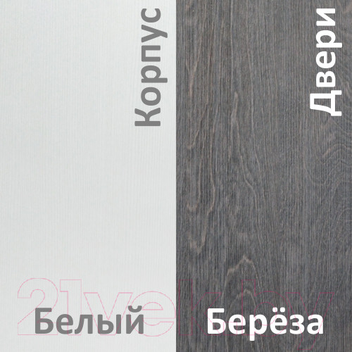 Изображение товара Шкаф-купе Кортекс-мебель Лагуна ШК05-02 (белый/береза, правая консоль)