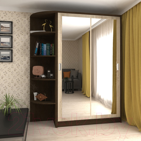 Изображение товара Шкаф-купе Кортекс-мебель Лагуна ШК05-02 (венге/дуб сонома, левая консоль)