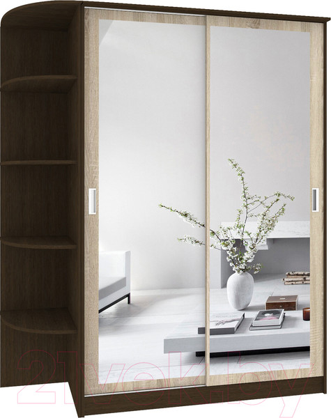 Изображение товара Шкаф-купе Кортекс-мебель Лагуна ШК05-02 (венге/дуб сонома, левая консоль)