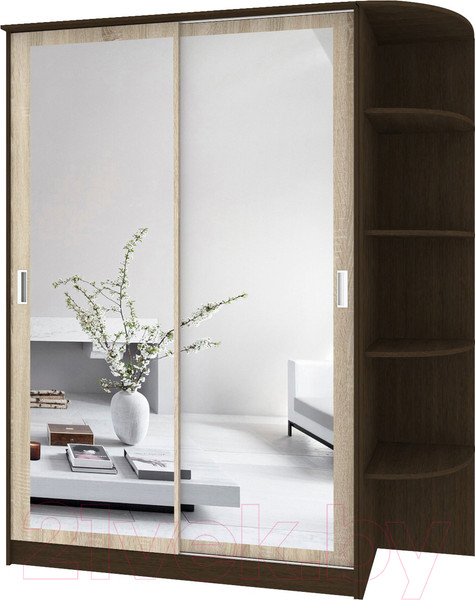 Изображение товара Шкаф-купе Кортекс-мебель Лагуна ШК05-02 (венге/дуб сонома, правая консоль)