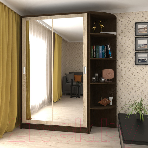 Изображение товара Шкаф-купе Кортекс-мебель Лагуна ШК05-02 (венге/дуб сонома, правая консоль)