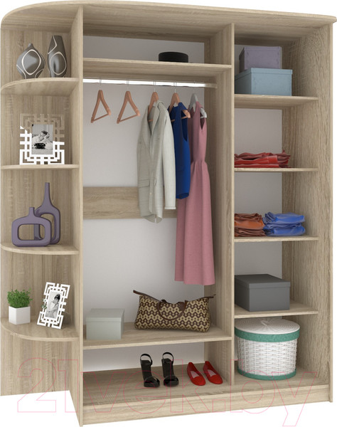 Изображение товара Шкаф-купе Кортекс-мебель Лагуна ШК05-02 (дуб сонома, левая консоль)