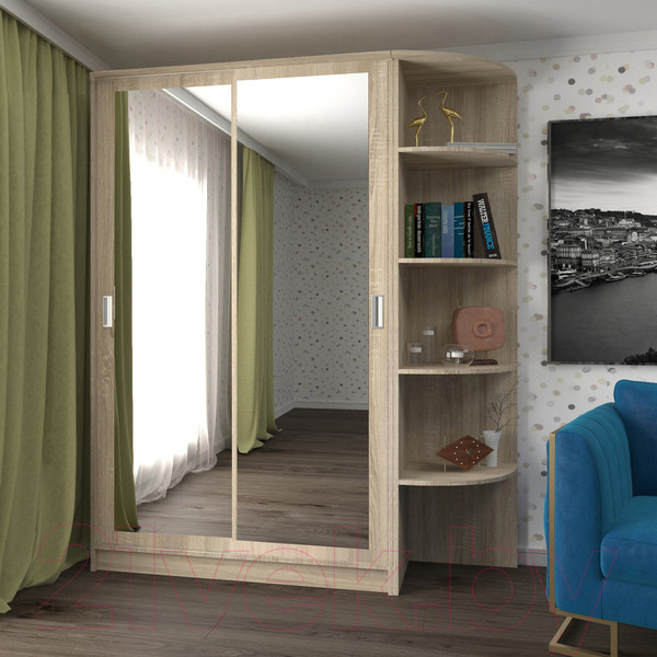 Изображение товара Шкаф-купе Кортекс-мебель Лагуна ШК05-02 (дуб сонома, правая консоль)