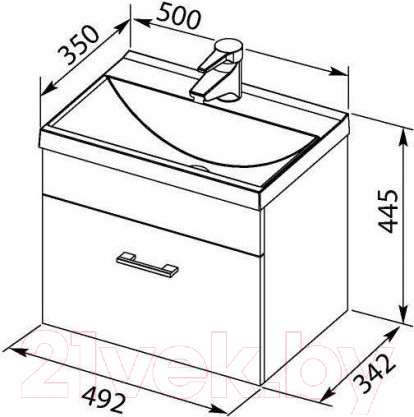 Изображение товара Тумба под умывальник Aquanet Нота 50 / 159138