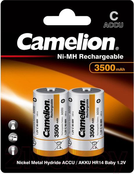 Изображение товара Комплект аккумуляторов Camelion C-3500mAh-BP2 NH (2шт)