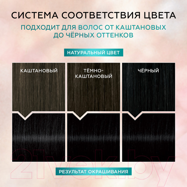 Изображение товара Крем-краска для волос Глисс Кур Уход и увлажнение c гиалуроновой кислотой 1-0 (глубокий черный)