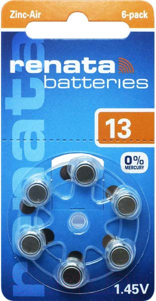 Изображение товара Комплект батареек Renata ZA13 BL-6 1.4V