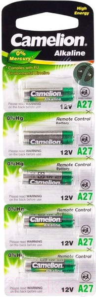 Изображение товара Комплект батареек Camelion A27-BP5 Mercury Free