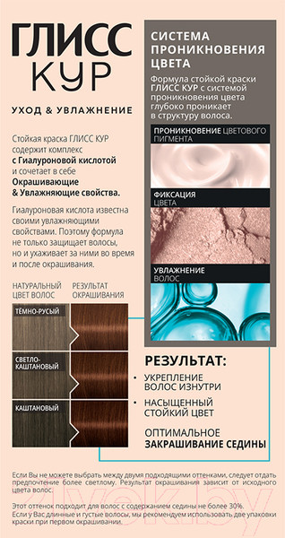 Изображение товара Крем-краска для волос Глисс Кур Уход и увлажнение c гиалуроновой кислотой 6-68 (шоколадный каштановый)