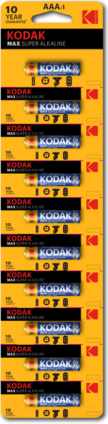Изображение товара Комплект батареек Kodak MAX LR03 BL-10 отрывные (Б0005125)