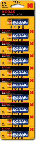 Изображение товара Комплект батареек Kodak MAX LR6 BL-10 отрывные (Б0005126)