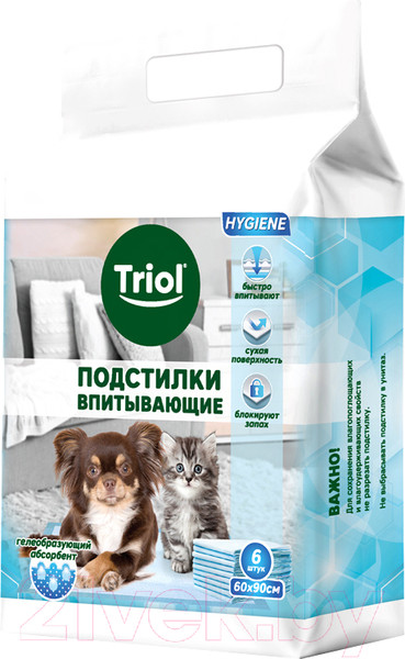 Изображение товара Одноразовая пеленка для животных Triol 30551011 (6шт)